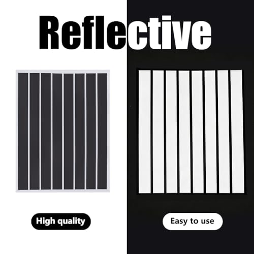 WEBEEDY 24 Pcs Black Reflective Tape Motorcycle Helmet Reflective Stickers Night Visibility Reflectors Helmet Decals Acrylic Safety Tape Reflectors for Outdoor Cycling Gear,150x12mm/5.9x0.47 inch