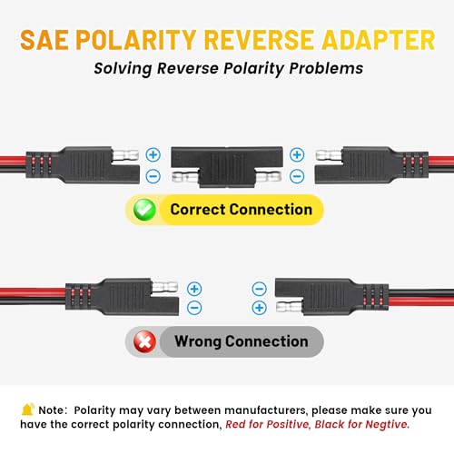 Oyviny 25FT Battery Charger SAE Extension Cable 16AWG, 2 Pin SAE Quick Connector for Solar Panel,Automotive,Charging, Trolling Motor with Reversing Adapter - style: 25FT