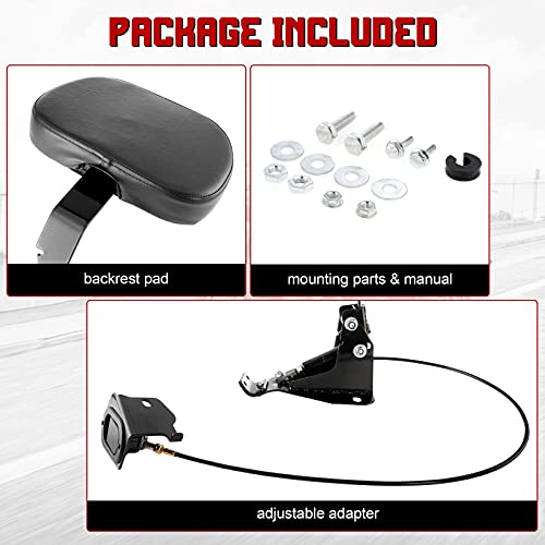 INNOGLOW Motorcycle Backrest - Detachable Driver Rider Backrest with Adjustable Black Mount Kit for Harley Touring Electra Glide Road Glide Road King Street Glide CVO 2009-2020 - color: Style-3/Black Arm
