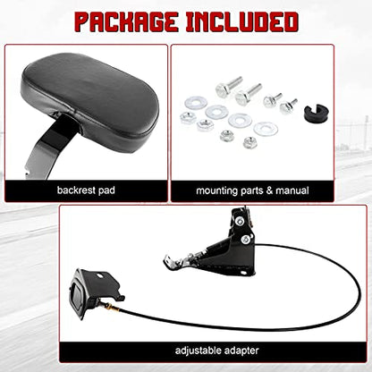 INNOGLOW Motorcycle Backrest - Detachable Driver Rider Backrest with Adjustable Black Mount Kit for Harley Touring Electra Glide Road Glide Road King Street Glide CVO 2009-2020 - color: Style-3/Black Arm