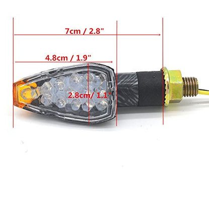 Mini Stalk Arrow Light Motorcycle Turn Signals Lights 10mm Universal Motorbike LED Indicator Blinker Amber Lamp(2 pcs) - color: Plaid-White