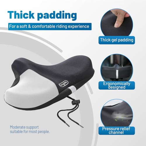 Wide Bike Seat Cover – 13.5” x 10.5” Gel Padded Bicycle Cushion for YLG Saddle – Anti-Slip, Medium Firm Support for Indoor & Outdoor Riding