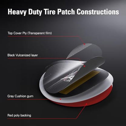 CKAuto 100 PCS All Purpose Tire Repair Patch Kit Heavy Duty 1-4/5"(45mm), Tire Repair Kit Flat for Car Van Truck Bus Bike Motorcycle and Inner Tire, Round Dia 1-4/5"(45mm) - size: Dia 45mm 100pcs