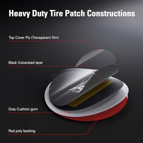 CKAuto 80 PCS All Purpose Tire Repair Patch Kit Heavy Duty 2-1/4"/(60mm), Tire Plug Repair Kit Flat for Car Van Truck Bus Motorcycle and Inner Tire, Round Dia 2-1/4"/(60mm) - size: Dia 60mm 80pcs