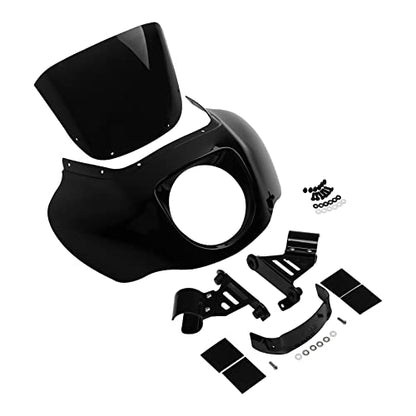 TCMT Motorcycle Headlight Quarter Fairing with Windshield and Bracket Mount Kit Fit for Harley 2020-2024 Softail Standard 2018-2020 Low Rider 2018-2020 Street Bob Vivid Black - color: Headlight Fairing&Bracket