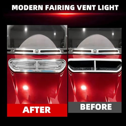 FATECIM Dynamic LED Motorcycle Batwing Fairing Vent Insert Lights for Harley Touring Street Glide Ultra Limited Electra Glide FLHX FLHTK 2014-2023 (Chrome with White Running Light & Amber Turn Signal) - color: Chrome