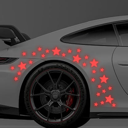 30pcs Star Vinyl Decal for Cars, High Intensity Reflective DIY Stickers for Window Bumper Mirror Laptop Decals Waterproof Night Safety Sign Car Stickers (Red) - color: Red