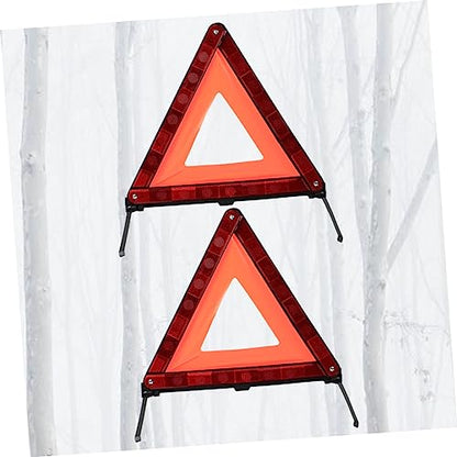 Alipis 2Pcs Roadside Hazard Warning Sign Emergency Triangle Kit for Compact Design Stable Base Day and Night Visibility Essential Road Safety Equipment