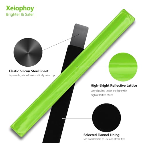 Reflective Band for Night Running Walking, 6 PCS Premium Reflective Bands for Arm/Wrist/Ankle/Leg, High Visibility Reflective Running Gear Adjustable for Men and Women