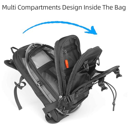 Rhinowalk Motorcycle Tank Bag Backpack Travel Luggage Separate Water Bag Duffel Bag with molle system fits most Adventure and Sport Motorcycle Frames - color: Black