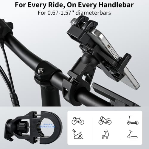 ZNH Bike Phone Holder, Bicycle Phone Mount - Bike Accessories | Phone Holder for Ebike,Scooter,Motorcycle, Secure Holder for 4.8-7.2 Inch All Cell Phones (Black)