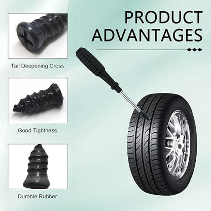 61PCS Tire Repair Rubber Nail, Vacuum Tire Repair Spiral Rubber Studs Kit, Self-Service Tire Screw Plugs Quick Repairs Tool with Screwdriver for Most Vehicle Tractor Tires Puncture Repairs - size: 60 PCS + Screwdriver