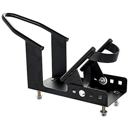 Camco Steel Universal Tire Fit Motorcycle Wheel Chock Mount for Truck Bed or Trailer Floor, Includes 2 Handlebar Straps