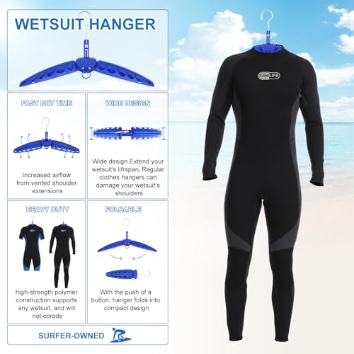 Wetsuit Hanger, Gimilife Surfing & Scuba Diving Accessory, Perfect to Dry Wetsuit Drysuit Life Jacket or BCD, Quick Dry Foldable & Vented Dryer for Wetsuite Dry Suit（1 PCS ） - color: Blue