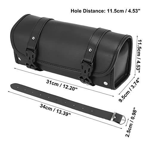 Motoforti Universal Motorcycle Fork Handlebar Tool Bag Cycling Bag Waterproof Faux Leather Black