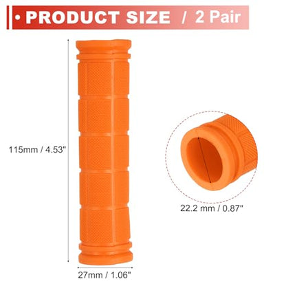 2 Pair Soft Rubber Handlebar Grips, Bicycle Handlebar Grips Bike Handle Bar Wrap Non-Slip 4.5 Inch - Fitting for Mountain Bikes/Road Bicycles/Scooter - color: Orange