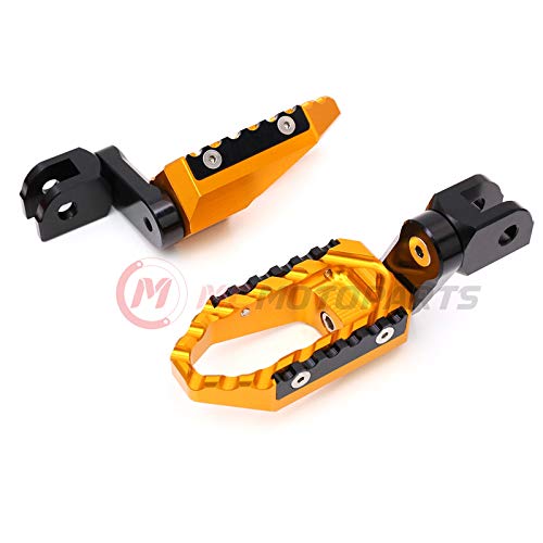 MC MOTOPARTS Gold 40mm Lowering Front Wide Touring Footpegs Compatible with MT-07 MT-09 Tracer 13-18 YZF R3 15-18 MT-10 - color: Gold, size: 40mm Extension