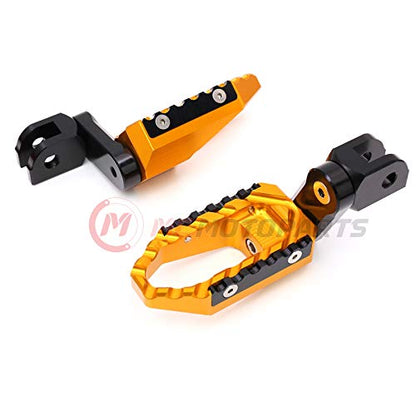 MC MOTOPARTS Gold 40mm Lowering Front Wide Touring Footpegs Compatible with MT-07 MT-09 Tracer 13-18 YZF R3 15-18 MT-10 - color: Gold, size: 40mm Extension
