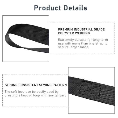 Wevdn 8 PCS Soft Loop Tie Down Straps, 1.1"x 18" Heavy Duty Tie Down Loops, 1500lb Load Capacity, 4500lb Breaking Strength for Securing Bikes, Motorcycles, Scooters, Lawn Equipment (Black) - color: Black, 8 PCS