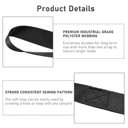 Wevdn 8 PCS Soft Loop Tie Down Straps, 1.1"x 18" Heavy Duty Tie Down Loops, 1500lb Load Capacity, 4500lb Breaking Strength for Securing Bikes, Motorcycles, Scooters, Lawn Equipment (Black) - color: Black, 8 PCS