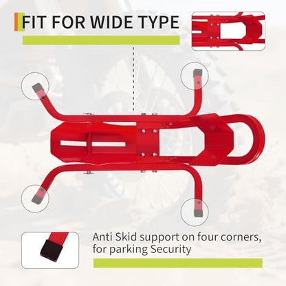 1800 Lb Capacity Heavy Duty Motorcycle Wheel Chock – Dirt Bike Wheel Chocks Adjustable 16"-21" Tire Fit for Cruisers, Dirt Bikes & ATVs, Rust-Resistant Steel Trailer & Garage Mount,Red - color: Red
