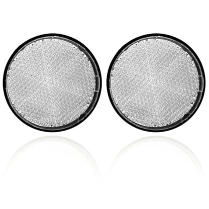 2Pcs Motorcycle Reflectors 2.2" Round Reflective Warning Reflection for Scooter ATV Boats Trucks with Nuts White - color: White