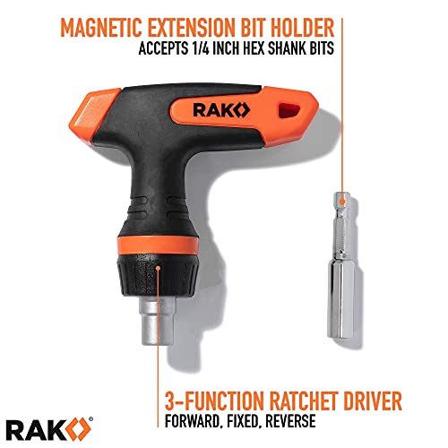 RAK Universal Socket Tool - Birthday Gifts for Men - Set of 15, 1/4-to-3/4-inch Wrench Grip, T-Handle Ratchet Driver, 10 Screwdriver Bits - Gifts for men, Husband, Handyman - style: Universal Socket Tool