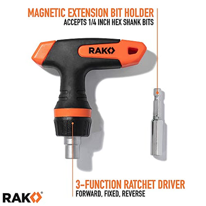 RAK Universal Socket Tool - Birthday Gifts for Men - Set of 15, 1/4-to-3/4-inch Wrench Grip, T-Handle Ratchet Driver, 10 Screwdriver Bits - Gifts for men, Husband, Handyman - style: Universal Socket Tool