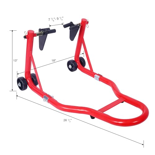 Motorcycle Stand 1000LB - Heavy Duty Sport Bike Front and Rear Wheel Lift, Adjustable Swingarm Paddock Stands, Industrial-Grade Steel (Red) - color: Red