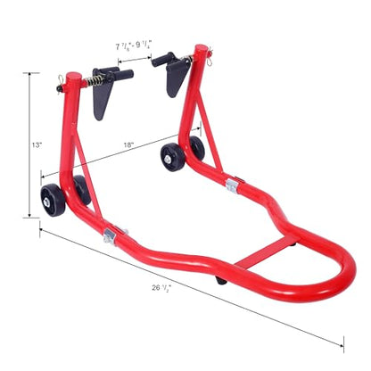 Motorcycle Stand 1000LB - Heavy Duty Sport Bike Front and Rear Wheel Lift, Adjustable Swingarm Paddock Stands, Industrial-Grade Steel (Red) - color: Red
