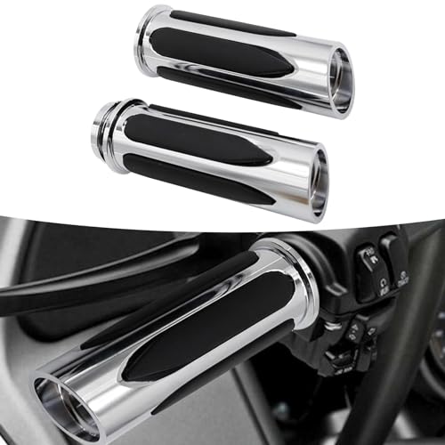 Electronic Throttle Control Grips, Replacement for Harley Davidson Touring, Softail, Dyna Models (Road Glide, Street Glide, Road King, Electra Glide, Fat Boy) - color: Silver