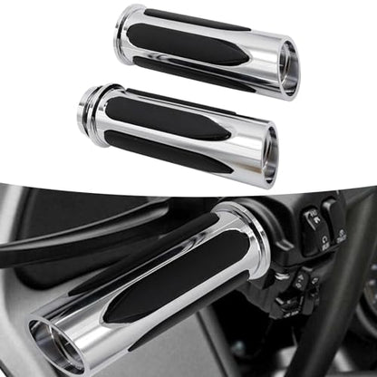 Electronic Throttle Control Grips, Replacement for Harley Davidson Touring, Softail, Dyna Models (Road Glide, Street Glide, Road King, Electra Glide, Fat Boy) - color: Silver