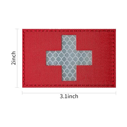 2Pcs Reflective Red Cross Medic Patches,Medical Red Cross Morale Hook and Loop Badge First Aid Patches for IFAK Trauma Pouch, EMT, EMS, EDC Bag - color: Red Cross Medic