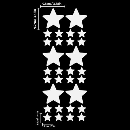 30pcs Star Vinyl Decal for Cars, High Intensity Reflective DIY Stickers for Window Bumper Mirror Laptop Decals Waterproof Night Safety Sign Car Stickers (White) - color: White