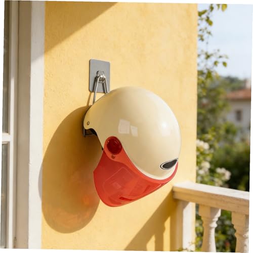 Unomor 3Pcs Motorcycle Helmet Wall Hook Self Adhesive Helmet Holder 6.29x3.11x9.21in No Drill Metal Hanger Wall Mount for Garage Storage Coats Hats