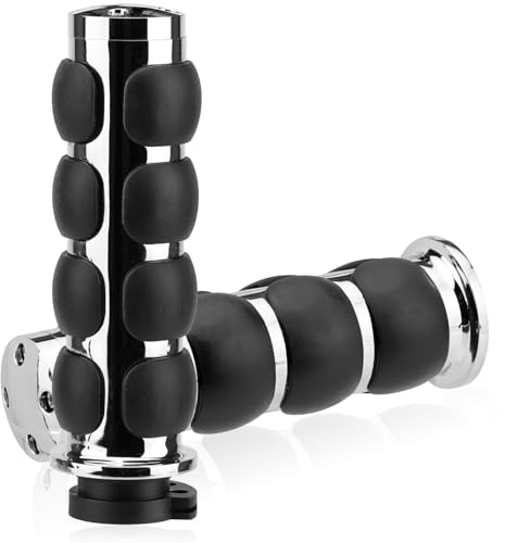 LKV 1 Inch Motorcycle Grips for Cable Throttle Handlebars – Fits Select Harley Sportster 883/1200 (Cable Throttle Only), Dyna & Touring Models | Not for Electronic Throttle - color: Style7-Chrome
