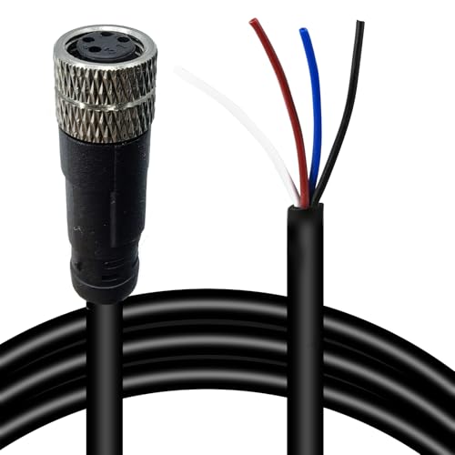 M8 4-Pin Female Connector Cable, A-Coded Straight Circular Industrial Molded Cable, IP67 Waterproof Unshielded PVC Wire, 60V 3A AC/DC, AWG24 - size: 1m, style: 4 Pin Female