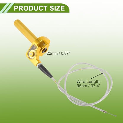 22mm Throttle Grip with 120Cm White Throttle Cable 1 Pair of Convex Yellow Handle Sleeves Plastic Aluminum Alloy Motorcycle Throttle Grip Gold Tone - color: Gold Tone