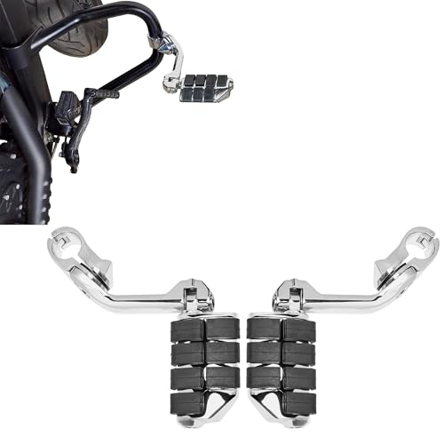 1.25'' (32mm) Highway Footpegs Fits 1-1/4" Engine Guard, Adjustable Long Angled Highway Pegs for Harley Touring Street Glide Electra Glide Road King Softail CVO Dyna Sportster (Chrome L04) - color: Chrome L04, size: LONG