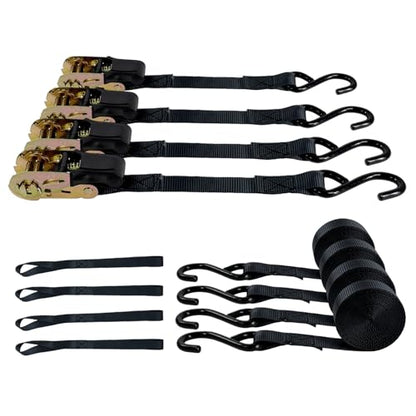 4-Pack Ratchet Straps, 15 Feet -1800 lb Break Strength Heavy Duty Ratchet Straps Retracting Tie Down Straps Set for Truck, Motorcycle, ATV, UTV, Cargo Trailer