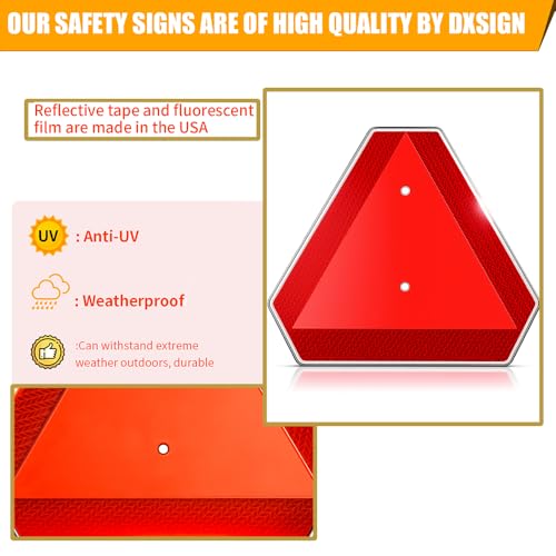 Slow Moving Vehicle Safety Sign,Slow Moving Vehicle Triangle Sign,Aluminum 14"x16" Engineering Grade Reflective for Golf Cart (Aluminum) - color: Aluminum