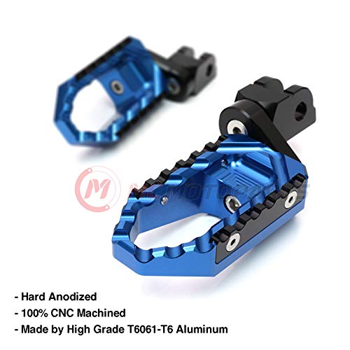 MC MOTOPARTS Blue Front Wide Touring 25mm Extended Footpegs Compatible with MT-07 MT-09 Tracer 13-18 YZF R3 15-18 MT-10 - color: Blue, size: 25mm Extension