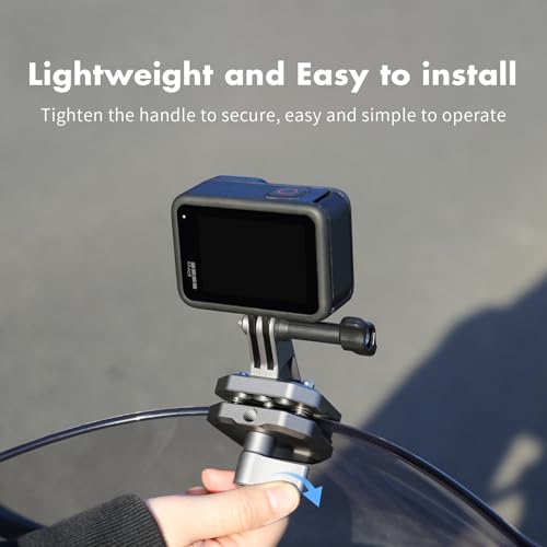 SEASKY M02 Motorcycle Windscreen Clamp Mount Motorbike Accessories for Gopro Hero 13 12 11 10 9 8 for DJI Action 5 4 3 2 OSMO 360 for insta360 X5 X4 X3 Ace Pro 2 Action Camera All Aluminum Metal