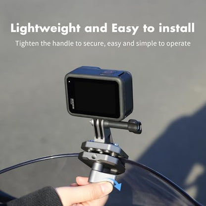 SEASKY M02 Motorcycle Windscreen Clamp Mount Motorbike Accessories for Gopro Hero 13 12 11 10 9 8 for DJI Action 5 4 3 2 OSMO 360 for insta360 X5 X4 X3 Ace Pro 2 Action Camera All Aluminum Metal