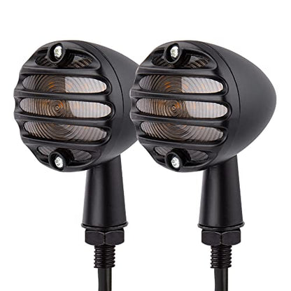 SMD LED Bullet Turn Signals Motorcycle Amber Front Rear Blinker Grill Indicator Universal Compatible for Honda Yamaha Suzuki Kawasaki Harley Chopper Bobber Dyna(Black-Amber) - color: C-Black Amber