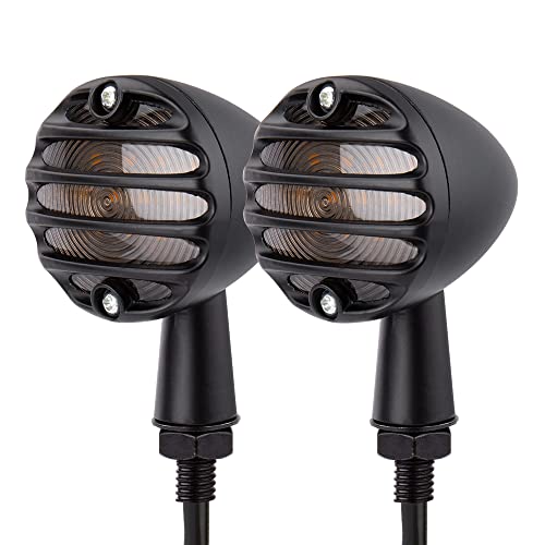 SMD LED Bullet Turn Signals Motorcycle Amber Front Rear Blinker Grill Indicator Universal Compatible for Honda Yamaha Suzuki Kawasaki Harley Chopper Bobber Dyna(Black-Amber) - color: C-Black Amber