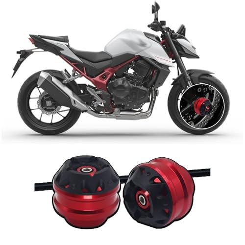 Suitable for CB750 Hornet 750 Hornet 750 cb750 2025 Front and Rear axle Front Fork Anti-Collision Slider Motorcycle Wheel Protector (Red,Front) - color: Red, style: Front