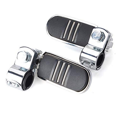 Motorcycle Highway Pegs, Crash Bar Foot Pegs for Harley Touring Electra Street Glide Road King Sportster, Kawasaki, 1"(25mm), 1 1/4"(32mm), 1 1/3"(34mm) Engine Guard Footrest, 1 Pair - color: Streamliner Style - Chrome