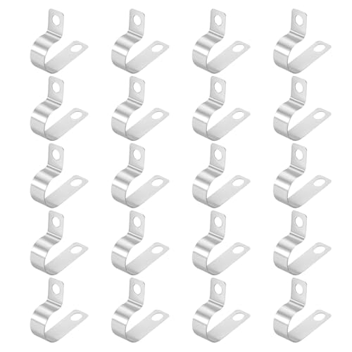 HARFINGTON 20pcs Metal Wire Clamp 5/8" Inch (16mm) R-Type Cable Clip 304 Stainless Steel Conduit Cable Clamp Cord Fastener Holder Strap Clip for Industrial Household Installation Pipe Wire - size: 5/8" (16mm)