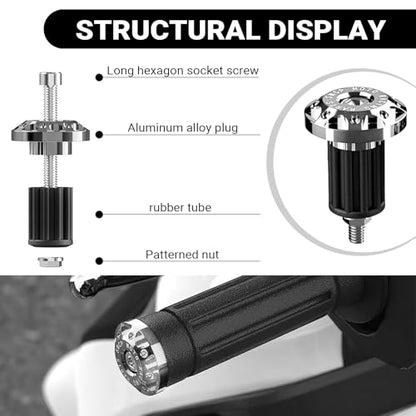 2 PCS Motorcycle Bar End Plug, 7/8" Alloy Handlebar Grip End Caps, Universal Handlebar Plug Replacement, for Most Dirt Bikes, Mountain Bike, Electric Bike (Silver) - color: Silver